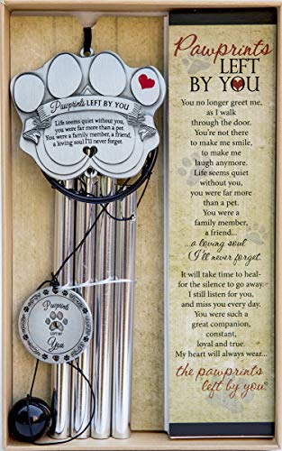 18" Metal Casted Pawprint Wind Chime - Includes Pawprints Left by You Poem Card