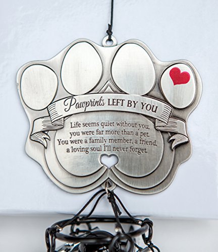 18" Metal Casted Pawprint Wind Chime  - Includes Pawprints Left by You Poem Card